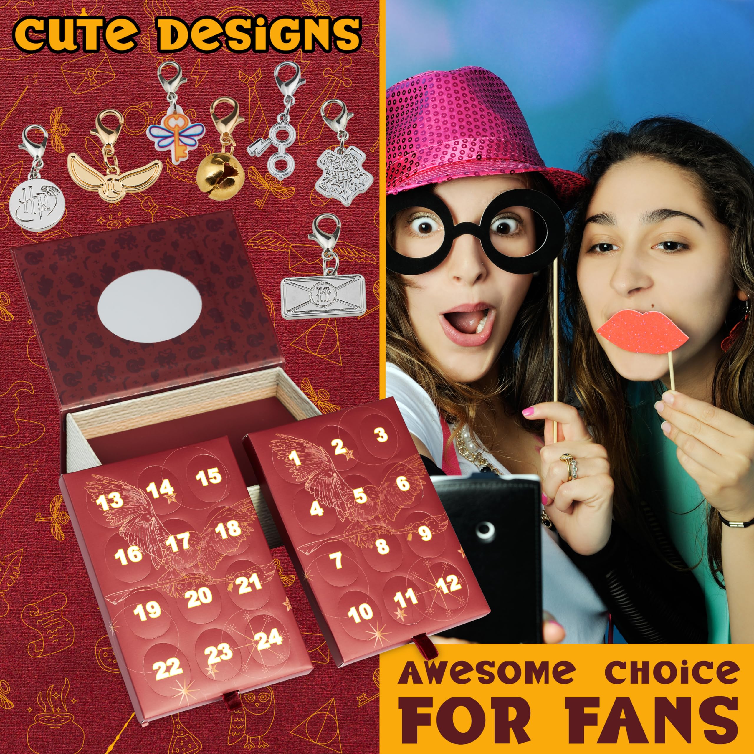 Get Trend Harry Potter Calendario Avvento 2025 per Ragazza, Gioielli Natale Conto Alla Rovescia Calendari con Braccialetti e Charms, Regalo Bambina (Borgogna Harry Potter)