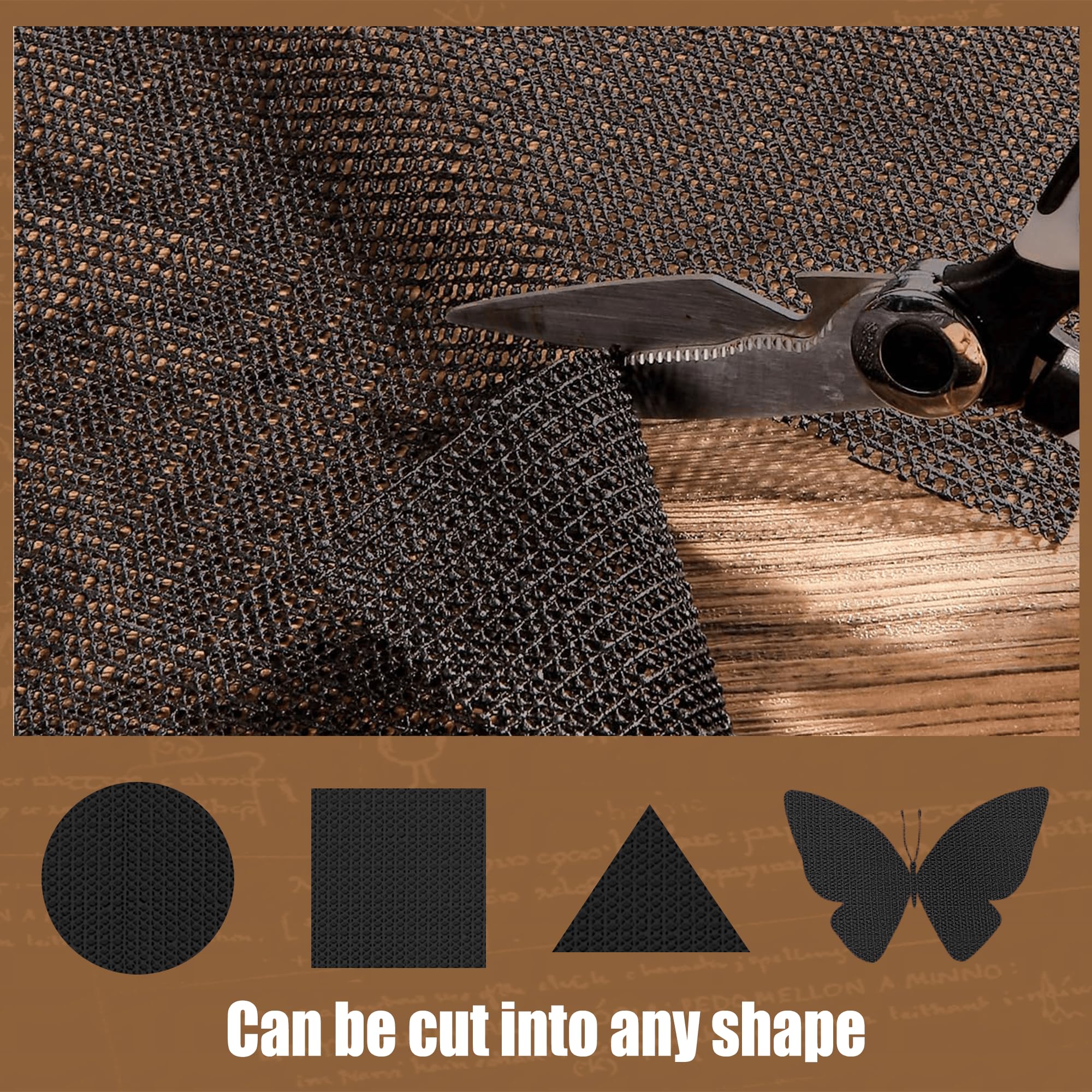 Rete Antiscivolo 190 x 195 cm Rivestimento Antiscivolo Rete Tappetino Multiuso per Moquette, Cuscino da Pavimento, Casa, Ufficio, Automobili, Cucina, Nero