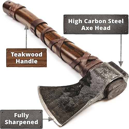 Miniatura 3 de Norse Tradesman Hacha de lanzamiento vikingo de 14 pulgadas, hacha nórdica totalmente afilada, cabeza de hacha de acero al carbono con punto de cruz