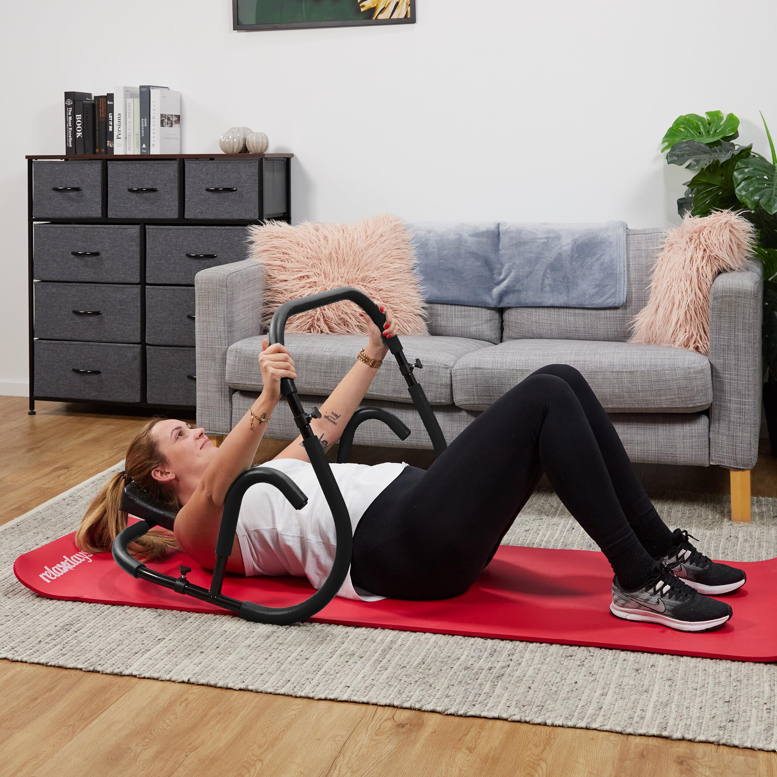 Relaxdays Bauchtrainer, Bauchmuskeltrainer, HxBxT: 68,5 x 69 x 65 cm, effektives Training zuhause, für Sit-Ups