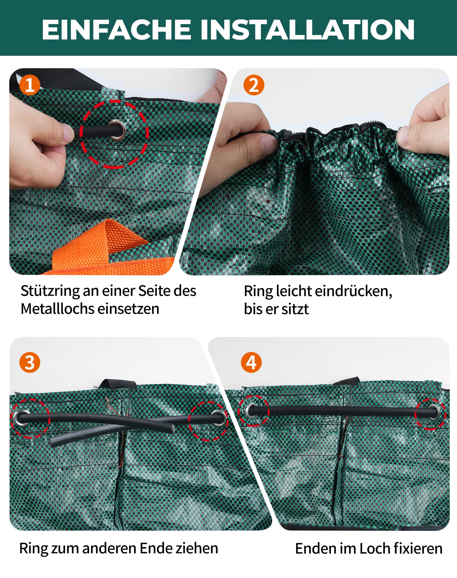 LAOYE 3x Gartenabfallsack Stabil mit Deckel 272L Laubsack Groß Gartensack Selbststehend Grünschnittsack Grünabfallsäcke Garten Abfallsack für Laub Rasen