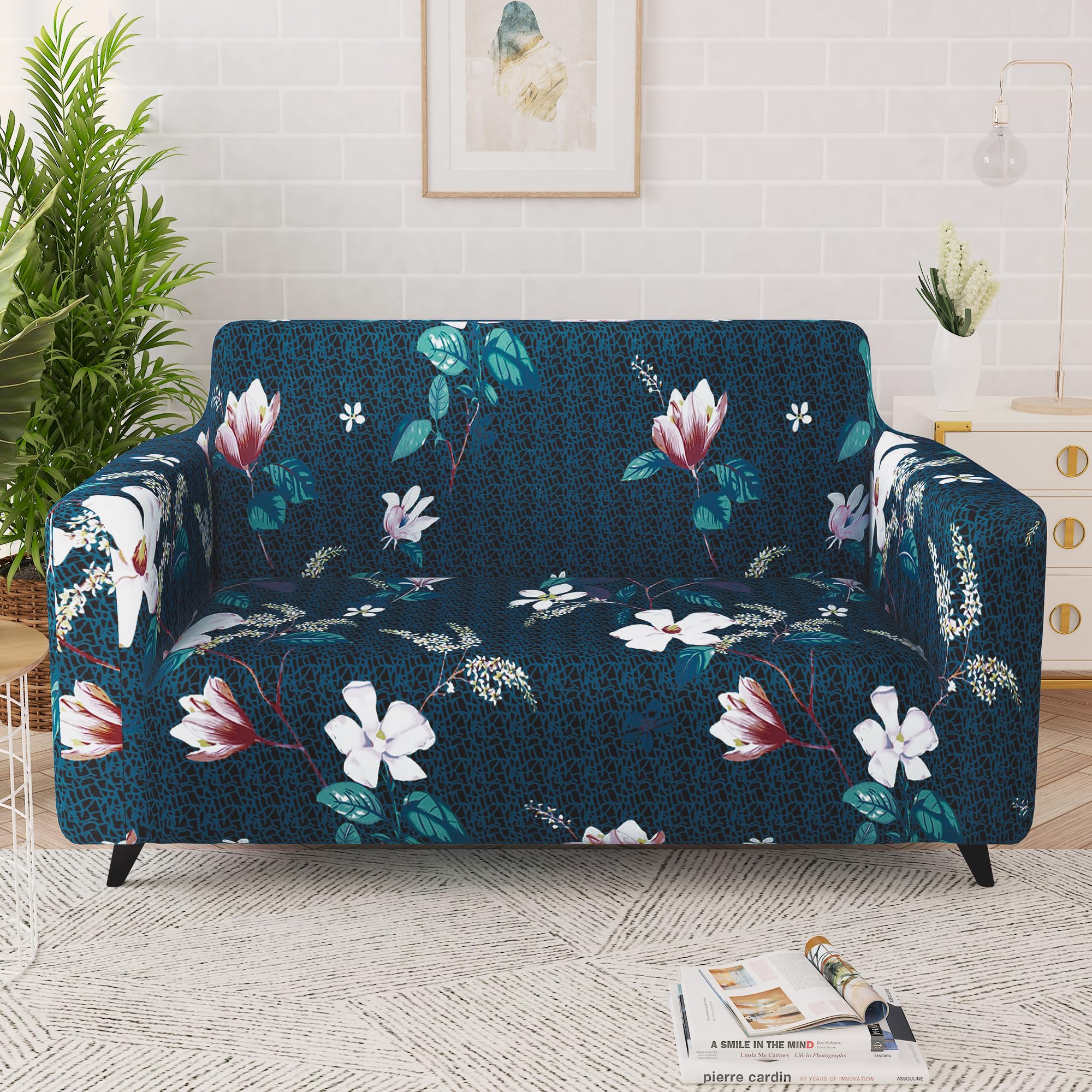 Story@Home Sofa Cover - 2 Seater, Orange & Beige -25