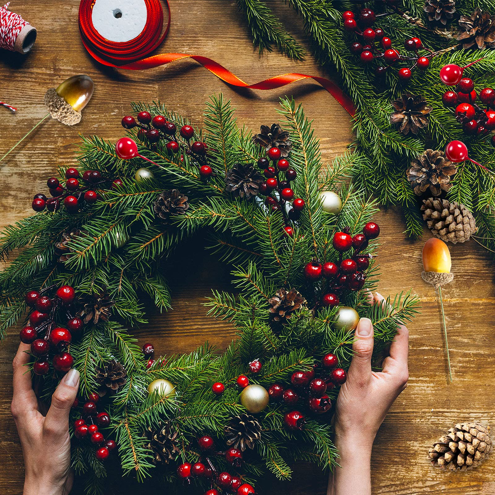 Amazon.co.jp: Syhood 168ピース 人工松ぼっくりセット クリスマス