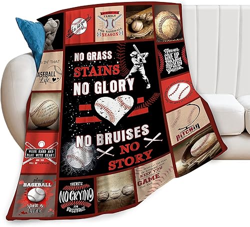 Manta de Béisbol Regalo de Béisbol para Niños Suave Cálida Decoración de Béisbol Deportiva Manta de Sofá de Vellón Polar Felpa Esponjosa Ligera