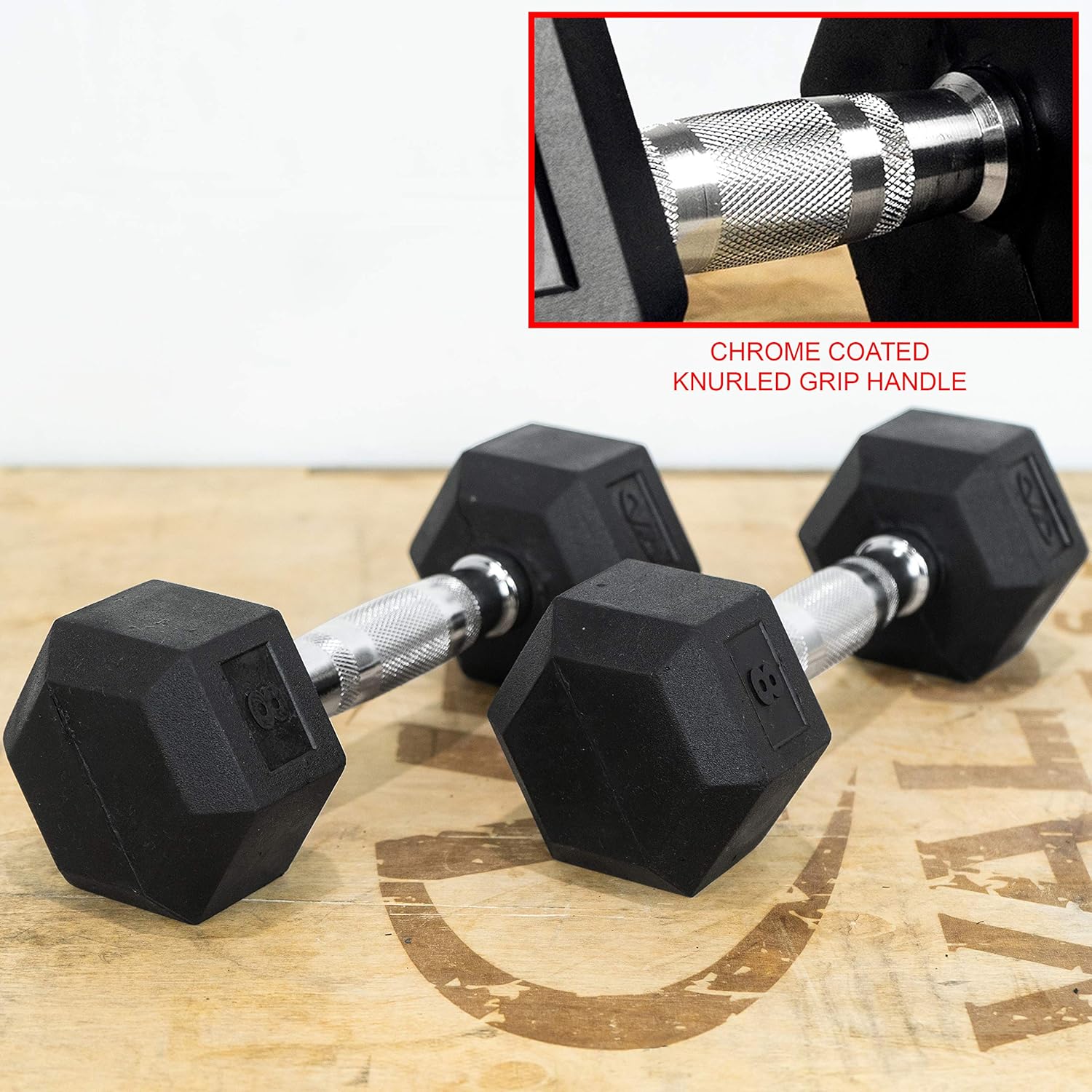 Valor Fitness Rubber Hex Dumbbell Free Weights for Home Gym Workout Equipment for Strength Training