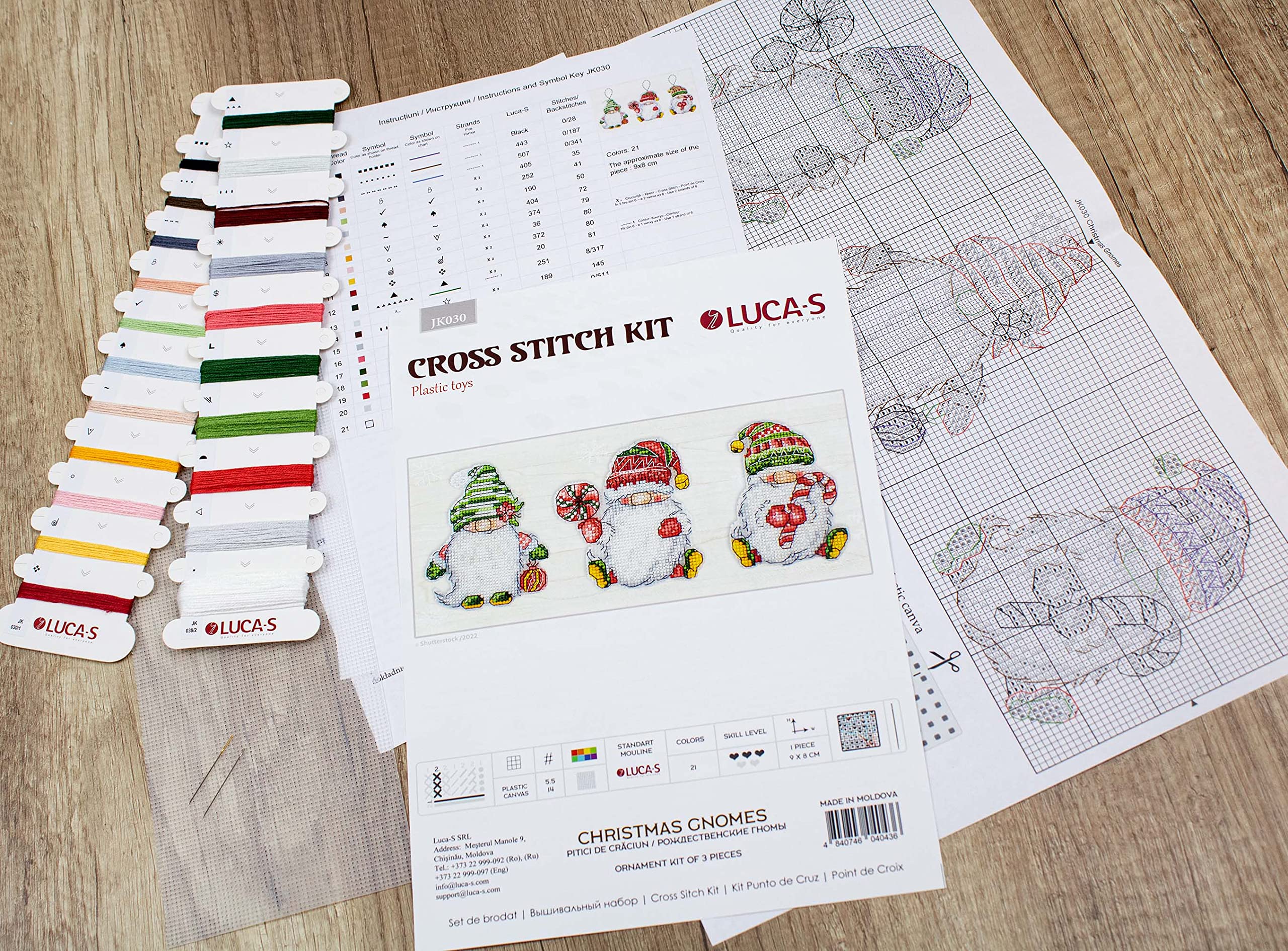 LUCA-S QUALITY FOR EVERYONE Toys Cross Stitch Kits - Christmas Gnomes JK030, White, zzzz-s - Image 3