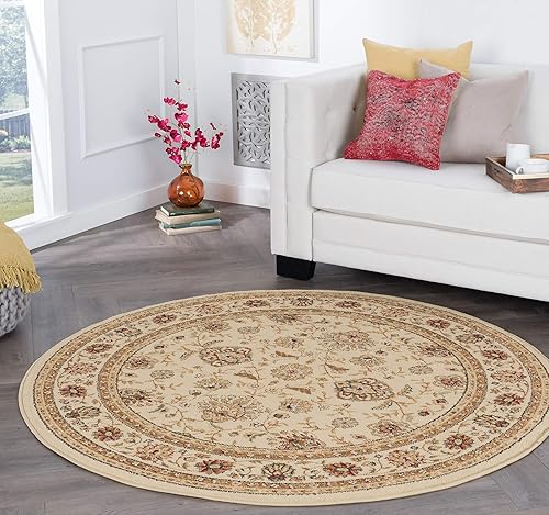 Miniatura 19 de Raleigh - Alfombra ovalada grande de 7 x 10 pies para sala de estar y dormitorio, alfombra tradicional floral - Alfombras para Salas Grandes Beige
