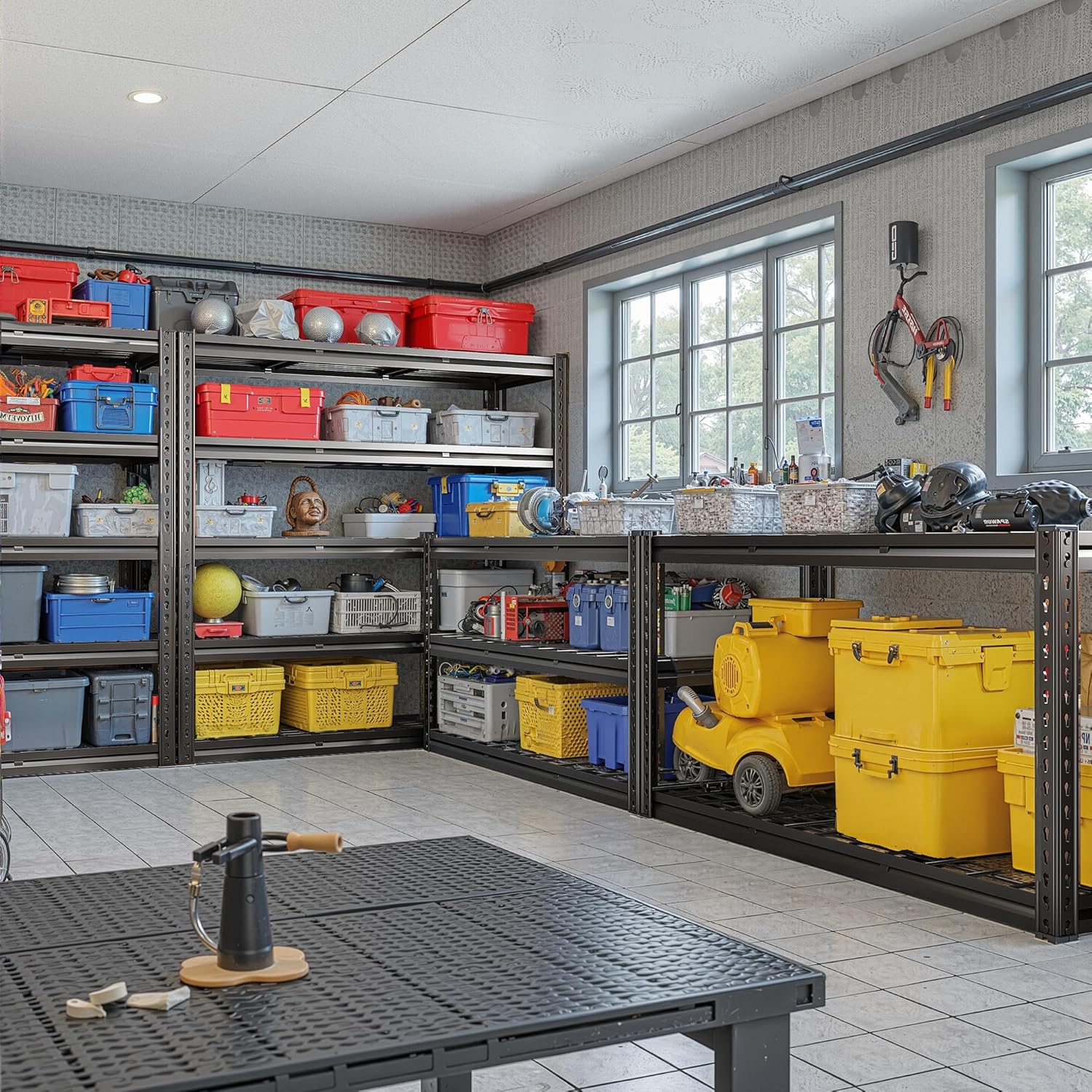 REIBII 2800LBS Garage Shelving 48.2" W Storage Shelves Heavy Duty 5-Tier Adjustable Metal Shelving Easy Assembly Storage Shelf for Garage Basement Warehouse Pantry, 48.2" W X 17.8" D X 72.2" H