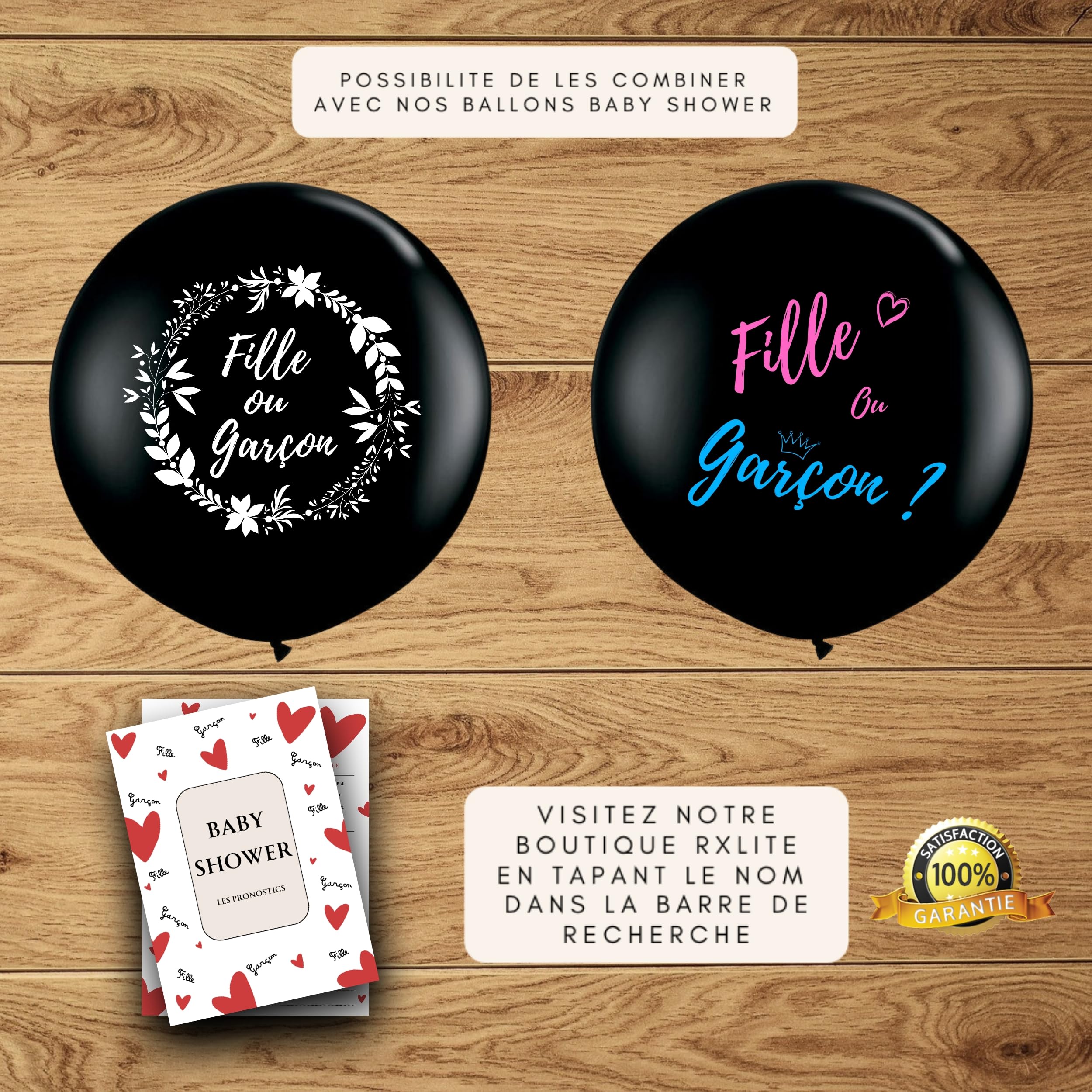 Pack Kit Ballon Xxl Baby Shower Marque Française Noir Confettis Bleus Roses Paillettes Annonce Sexe Enfant Idéal Grossesse F[n9148] - Maison