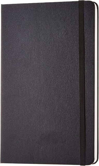 Amazon Basics Classic Black Casebound Notebook with Elastic Closure, Blank / Plain, 240 pages, Large 21x13.3x1.6 cm