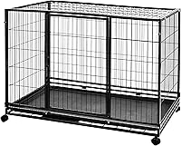 Amazon Basics Heavy Duty Stackable Dog Crate Kennel 48 Inch with Tray & Wheels, Portable Large Pet Cage Black