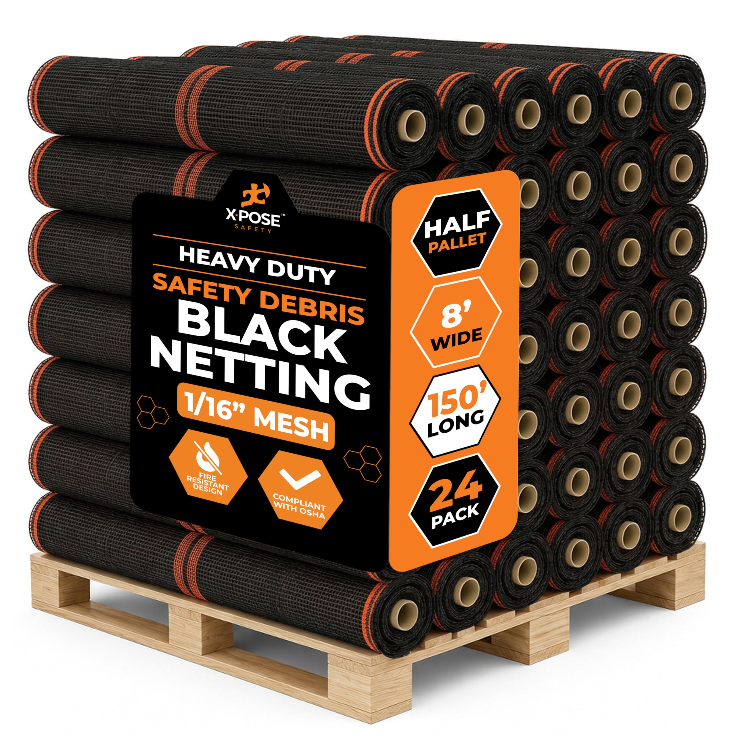 Xpose Safety Debris Netting for Construction – 8’ x 150’, 1/6"