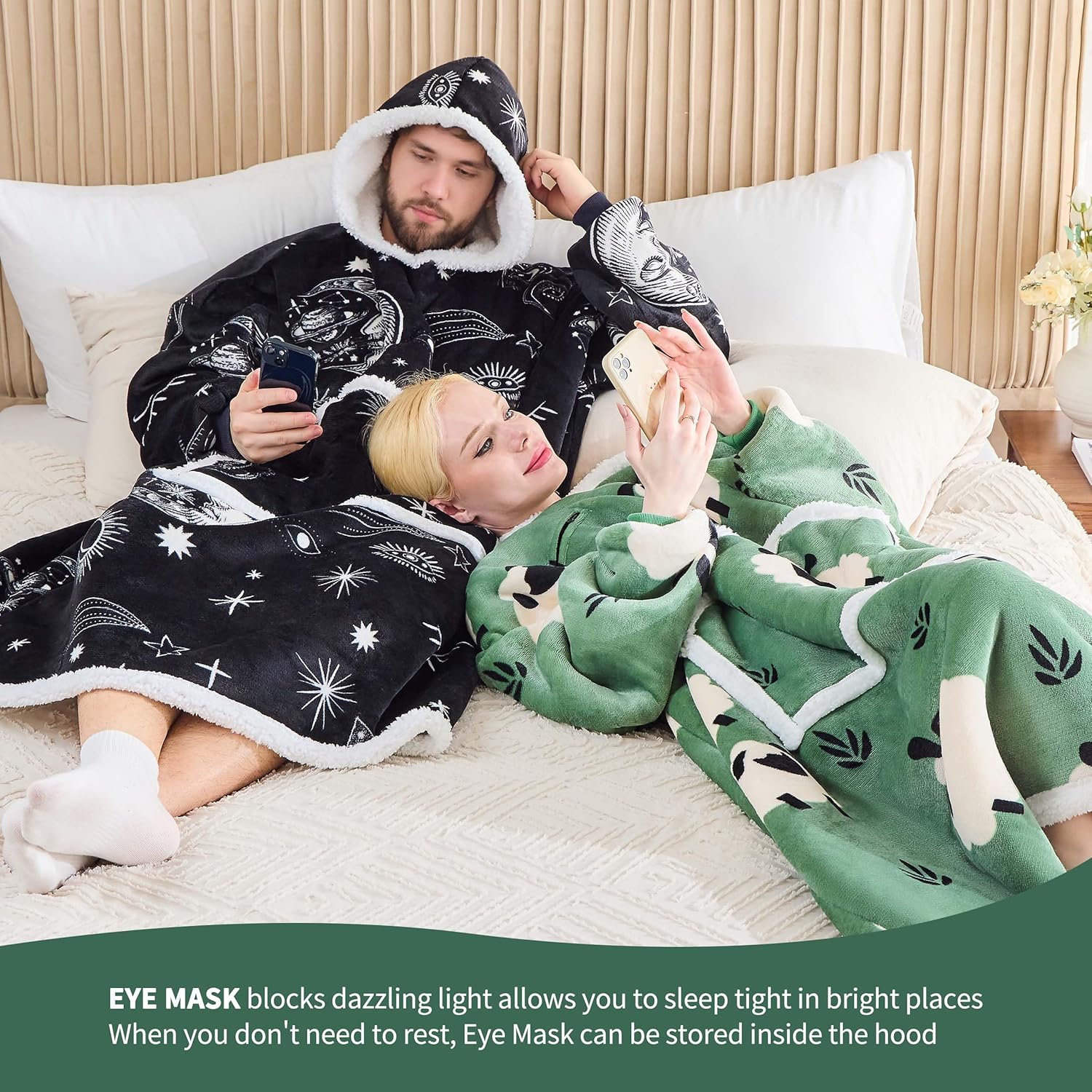 IFNOW Wearable Blanket Hoodie, Oversized Sherpa Fleece Hooded Sweatshirt with Eye Mask for Adult, Gifts for Women Men - Image 7