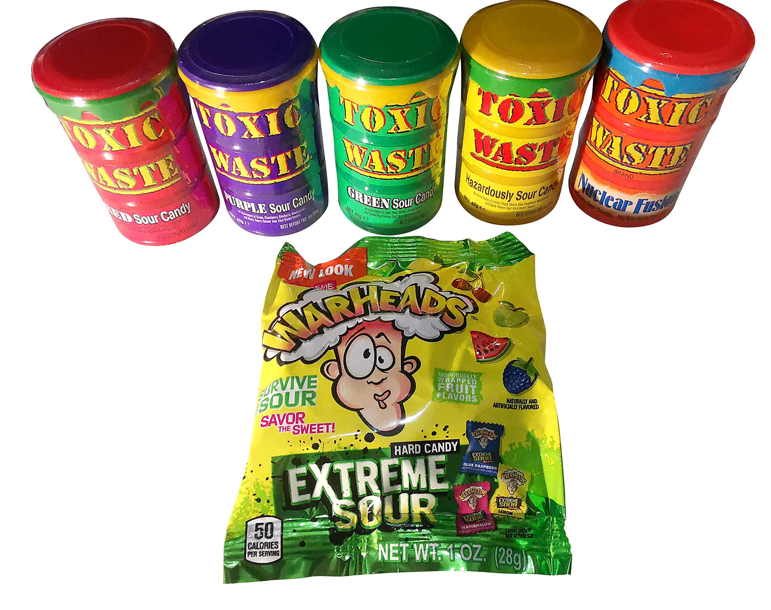 Buy Toxic Waste and Warheads Sour Sweets Mix. 5 Drums of Sour Toxic