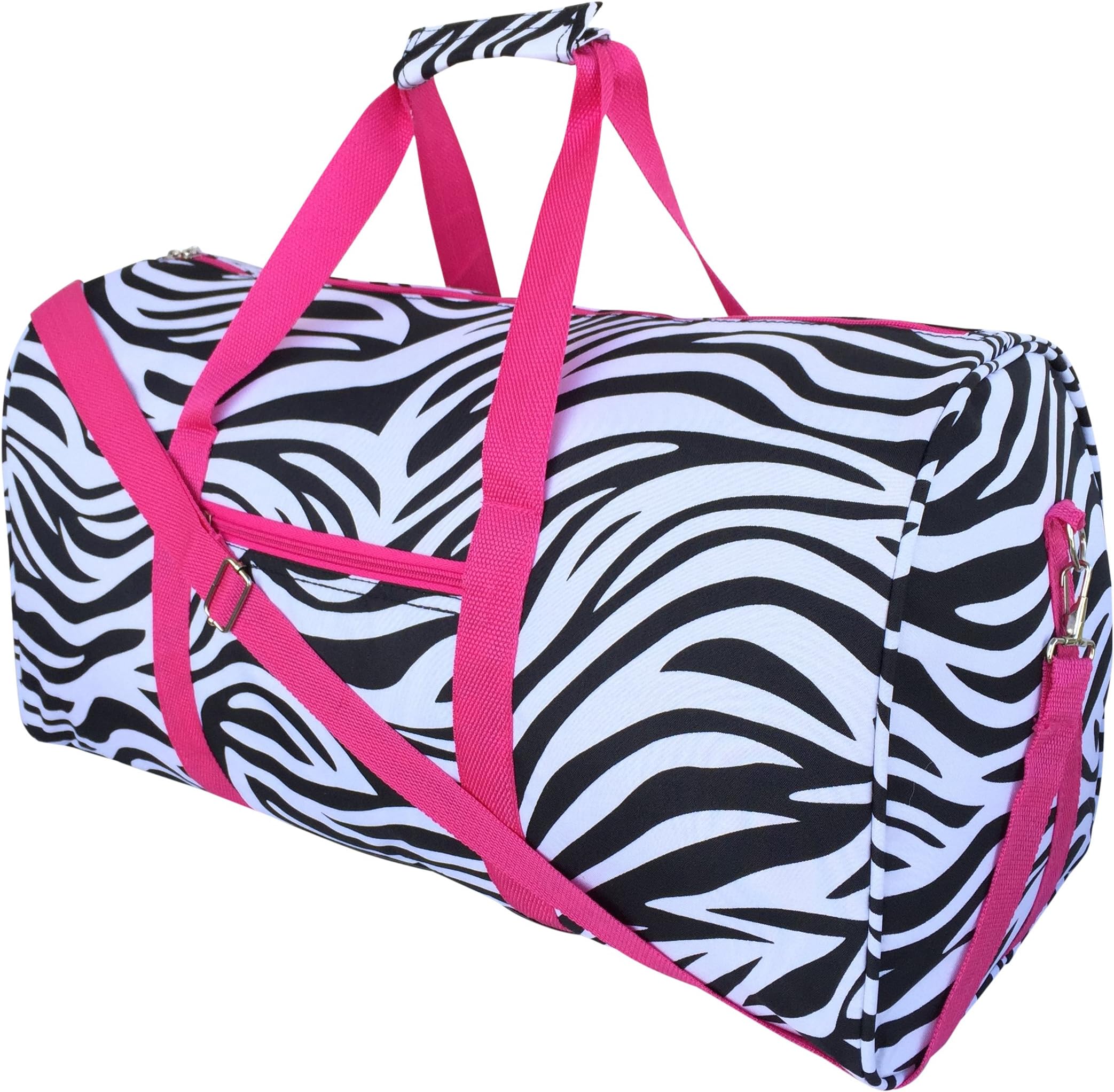 Fashion Travel Cheer Gym Duffle Bag 21" (Fuchsia Trim Zebra)