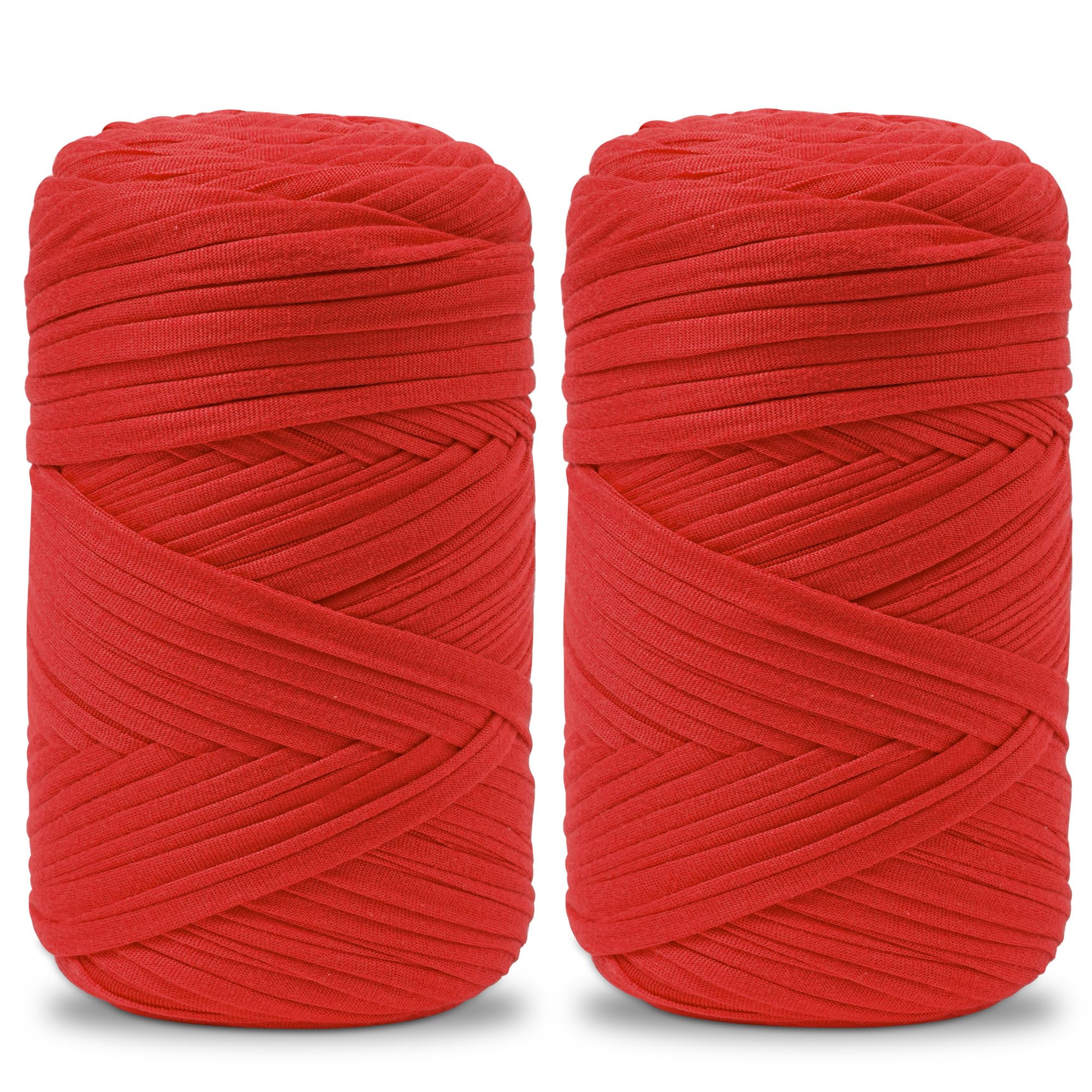 Vincona 2x200g T-Shirt Garn, TShirt Garn zum Häkeln, Geeignet für gehäkelte Taschen, Körbe, Wandbehänge, Heimdekoration, DIY-Bastelarbeiten-Scharlachrot 15