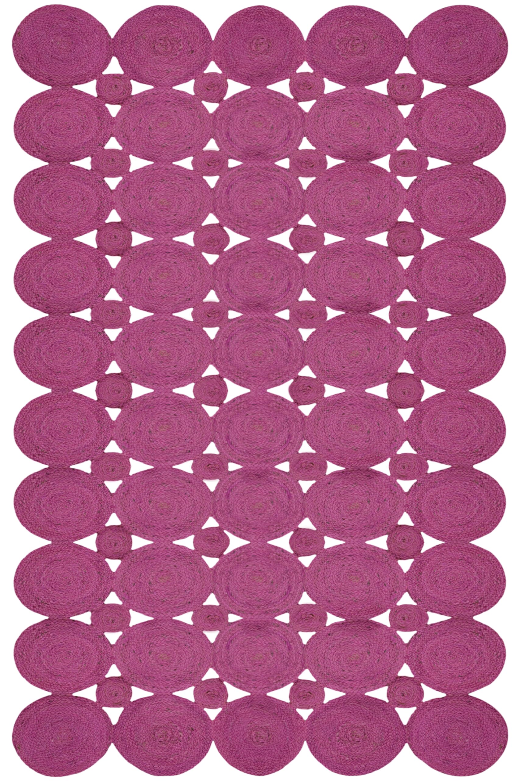 Tapis en jute tressé rose 2,1 m carré, tissage plat intérieur extérieur pour chambre