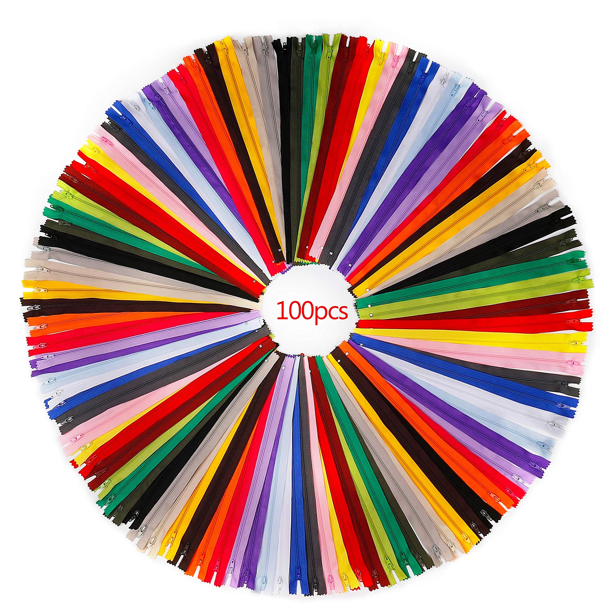 RZKJ-SHOP Fermeture Éclair Colorée en Nylon Couture, 100pcs/30cm Fermetures à Glissière Bobine Tirettes Accessoire pour Tailor D