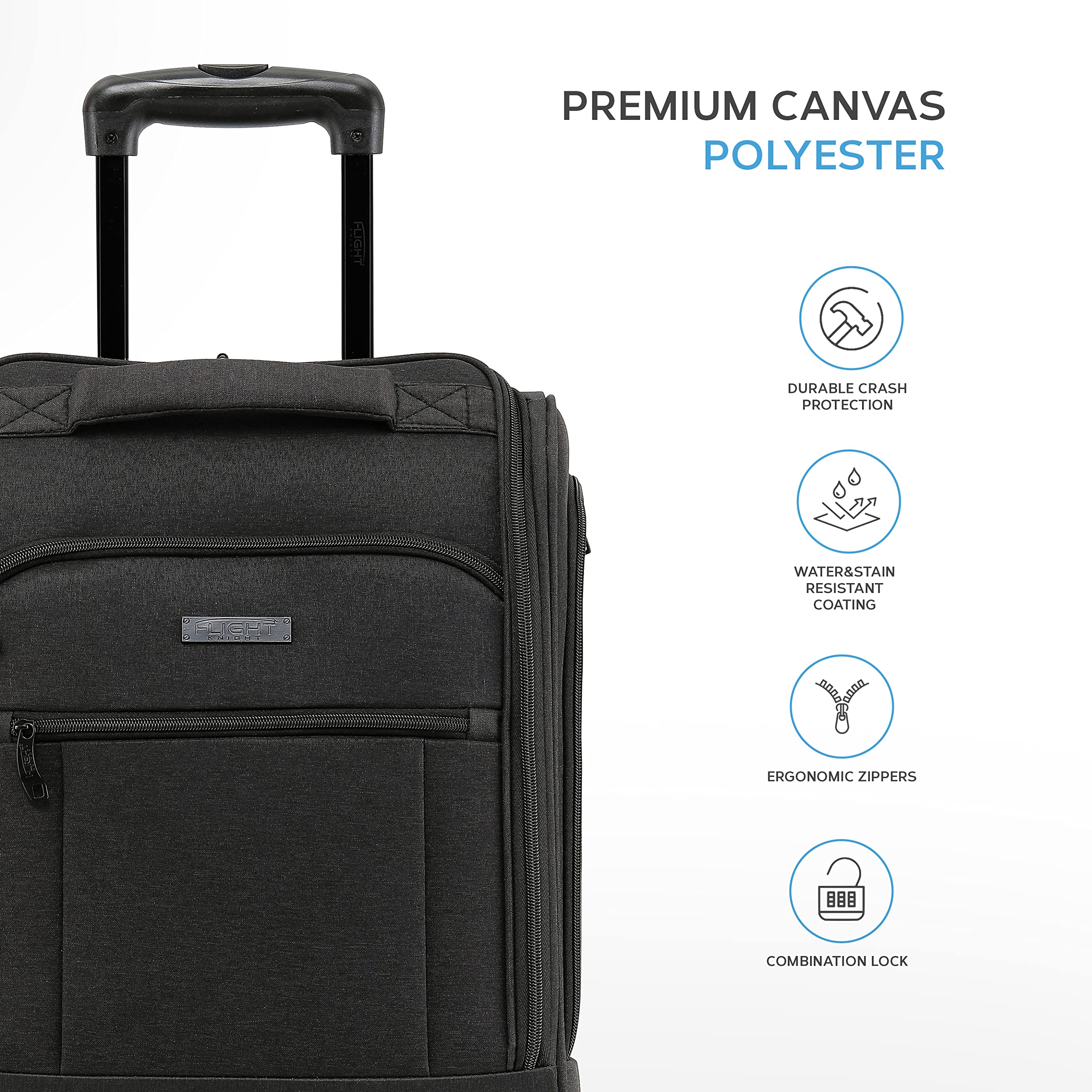 Flight Knight 45x36x20cm easyJet Underseat Carry On Non Priority Approved Hand Luggage Case - 2 Wheels - Ultra Lightweight Durable Soft Case Textile Cabin Suitcase
