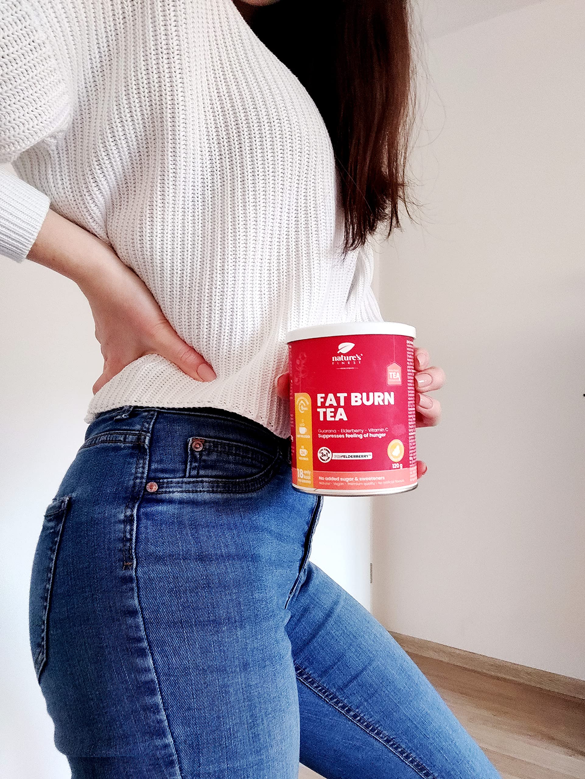 Nature's Finest Burn Tea, Té Instantáneo 600 g (Paquete de 5) | té instantáneo con té blanco, guaraná, saúco y vitamina C - sabor frutos del bosque - sin edulcorantes - se disuelve en agua