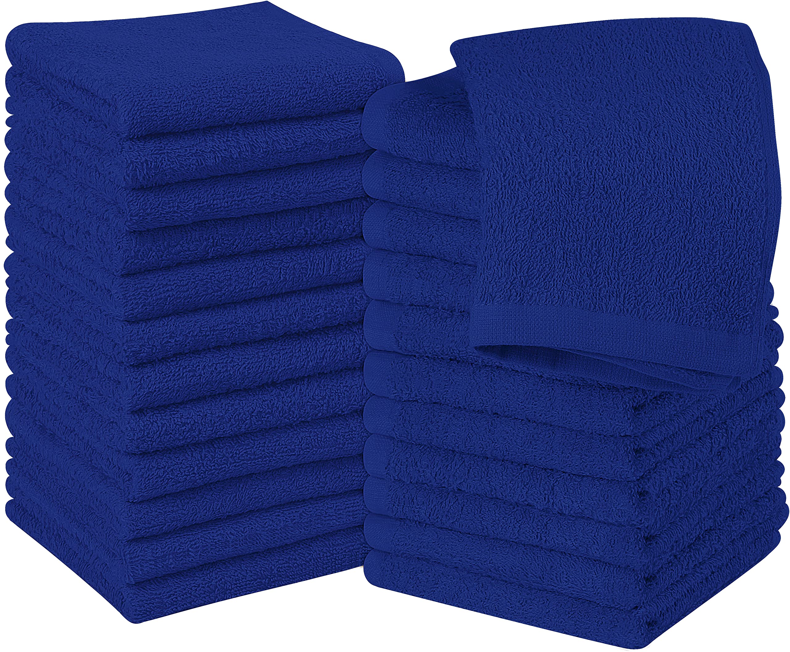 Utopia Towels 24 Pack Cotton Washcloths Set, 100% Ring Spun Cotton, Premium Quality Flannel Face Cloths, Highly Absorbent and Soft Feel Fingertip Towels, Royal Blue