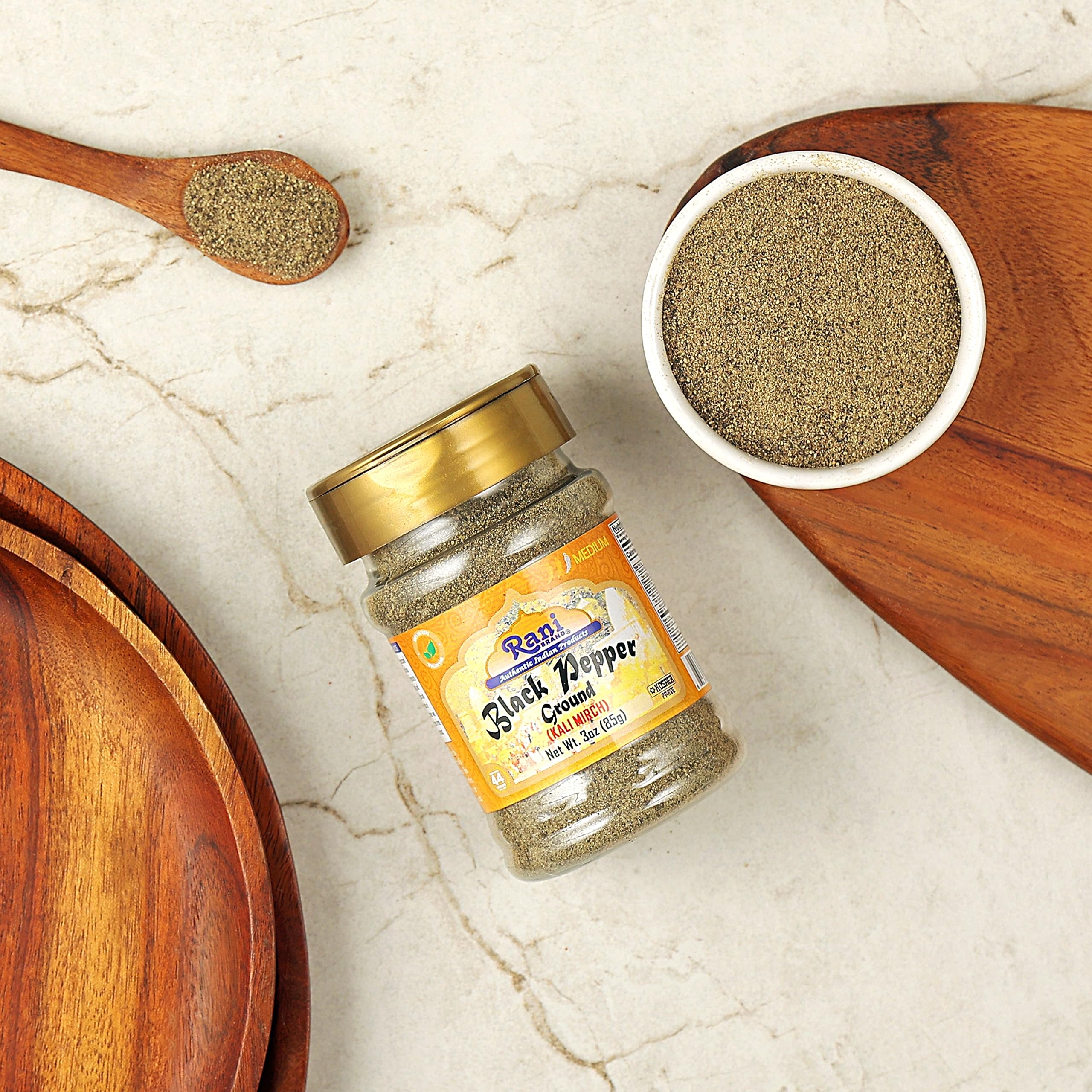 Rani Black Pepper Fine Powder 80 Mesh 3oz (85g) PET Jar ~ All Natural | Vegan | Gluten Friendly | NON-GMO | Kosher | Product of Vietnam