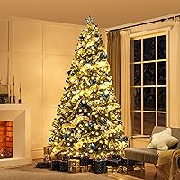 Vista 36 de Yaheetech 7.5ft Pre-lit Spruce Artificial Christmas Tree Snow Flocked Hinges Tree with 550 Multicolor LED Lights & 1284 Branch Tips & Metal Stand