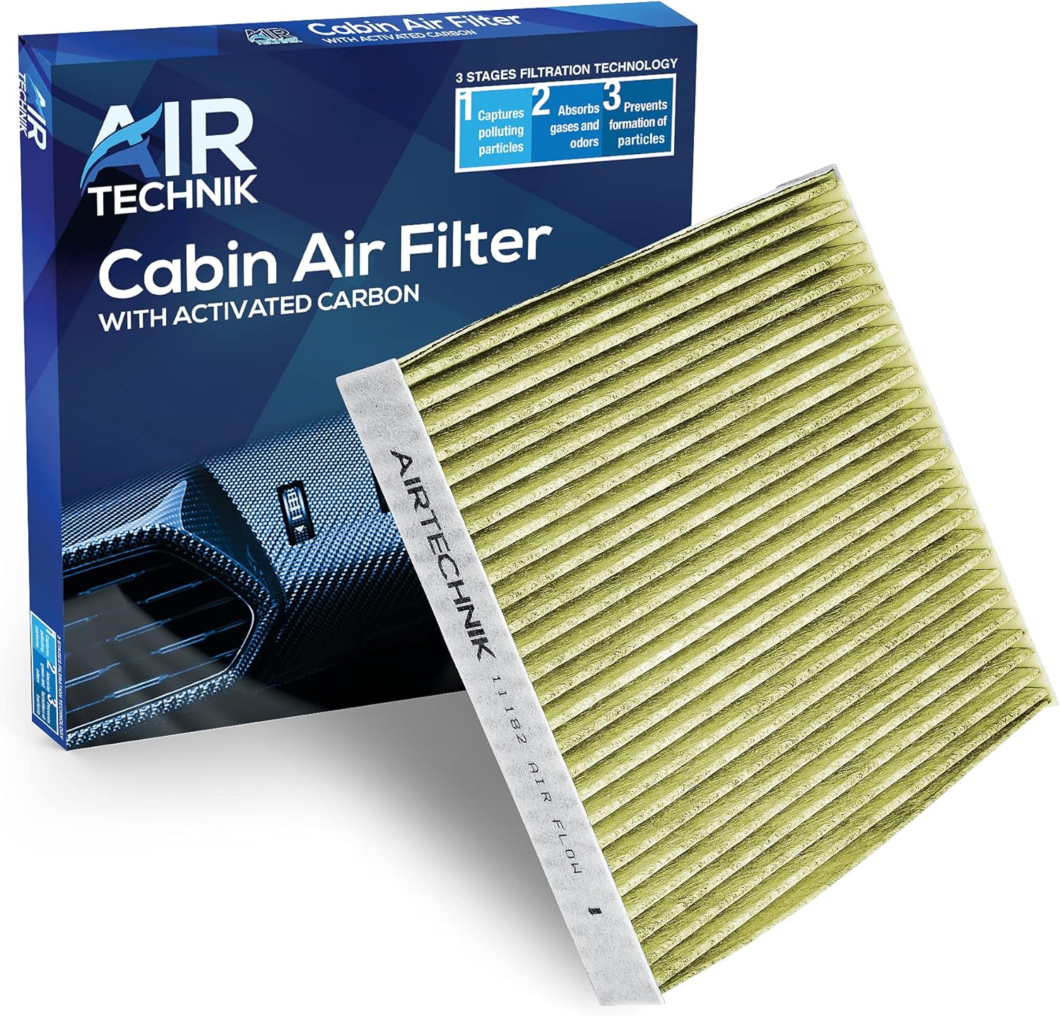 AirTechnik CF11182 PM2.5 Cabin Air Filter w/Activated Carbon | Fits Select 2011-2024 Acura Integra MDX, RDX, TLX, Honda Civic, Clarity, CRV, CRZ, Fit, HRV, Insight, Odyssey – 80291-T5R-A01