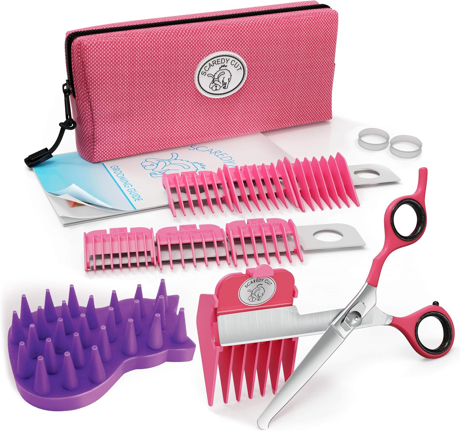 Scaredy Cut Silent Pet Clipper with Kong ZoomGroom, Cat Grooming Brush