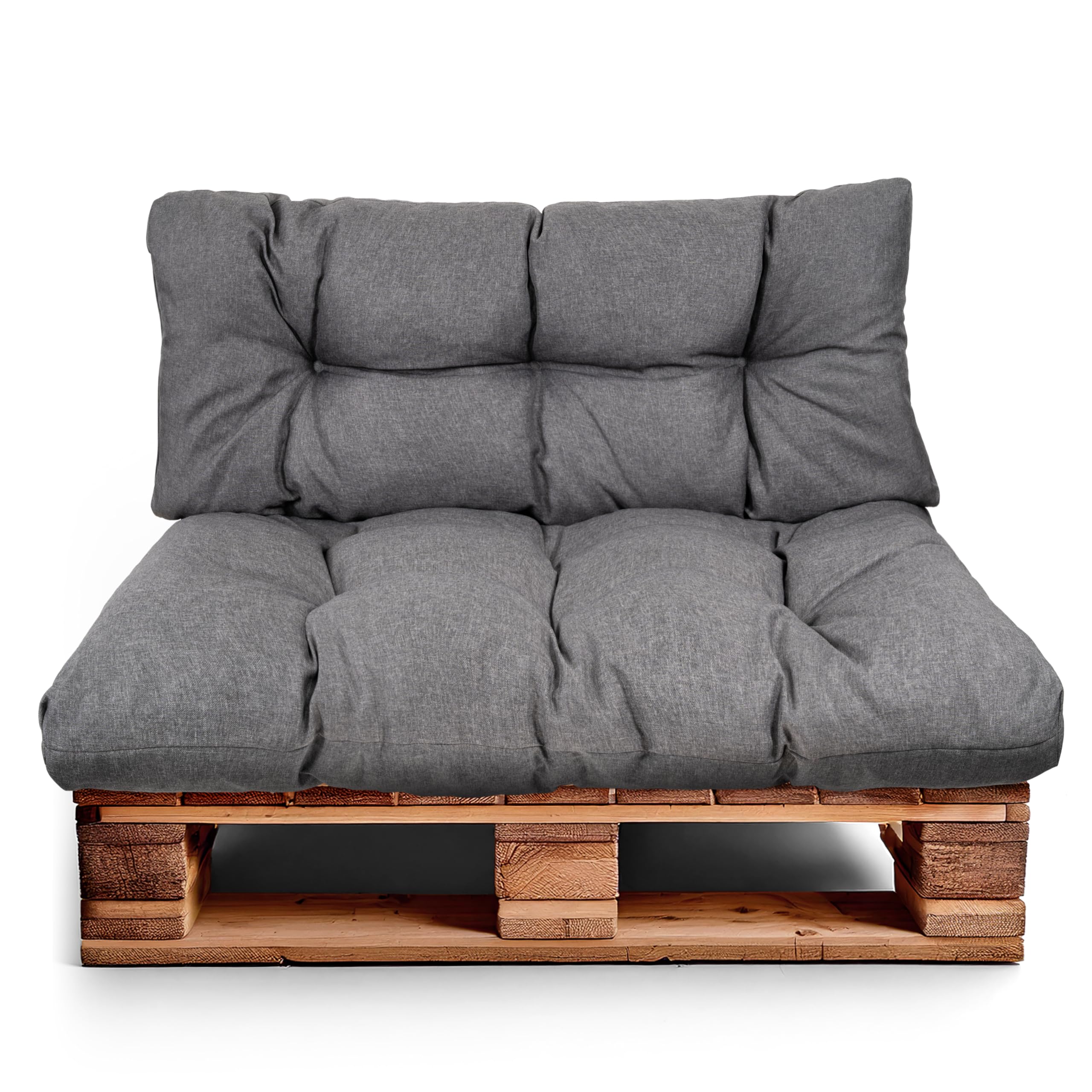 Best Wool Pallet Cushion Set – Seat Cushion for Euro Pallets – Pallet Cushion, Filled with Granulated Poulirette Foam – Incl. Seat Cushion 120x80 + Backrest 120x40