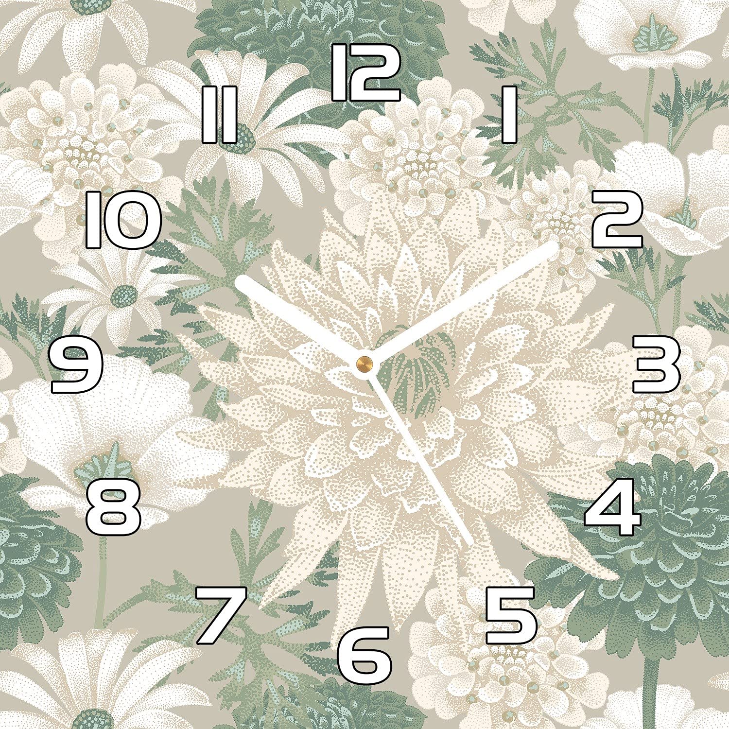 Horloge murale en verre cuisine moderne design marguerites 30x30 cm