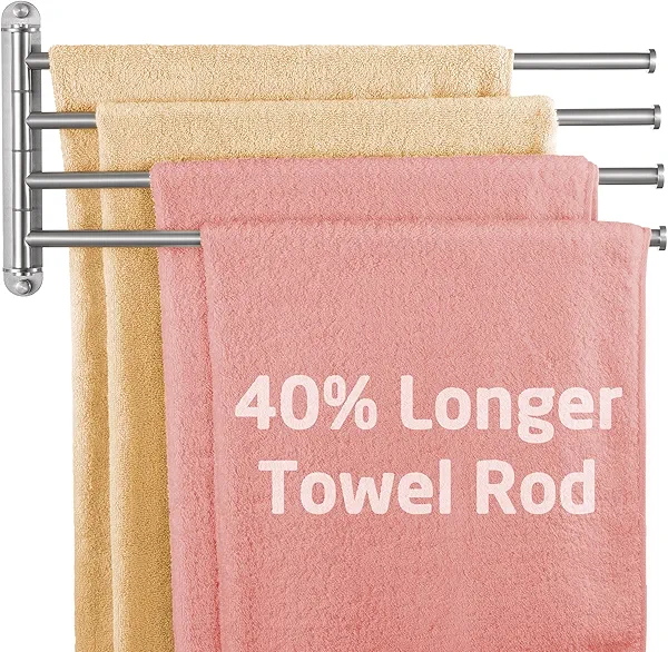 KES Extra Long Swivel Towel Bar 19.5" 4-Arm, Swing Out Towel Rack for Bathroom Wall, Hand Towel Holder for Multiple Towels, SUS304 Stainless Steel Brushed Finish, A2103S4L50-2