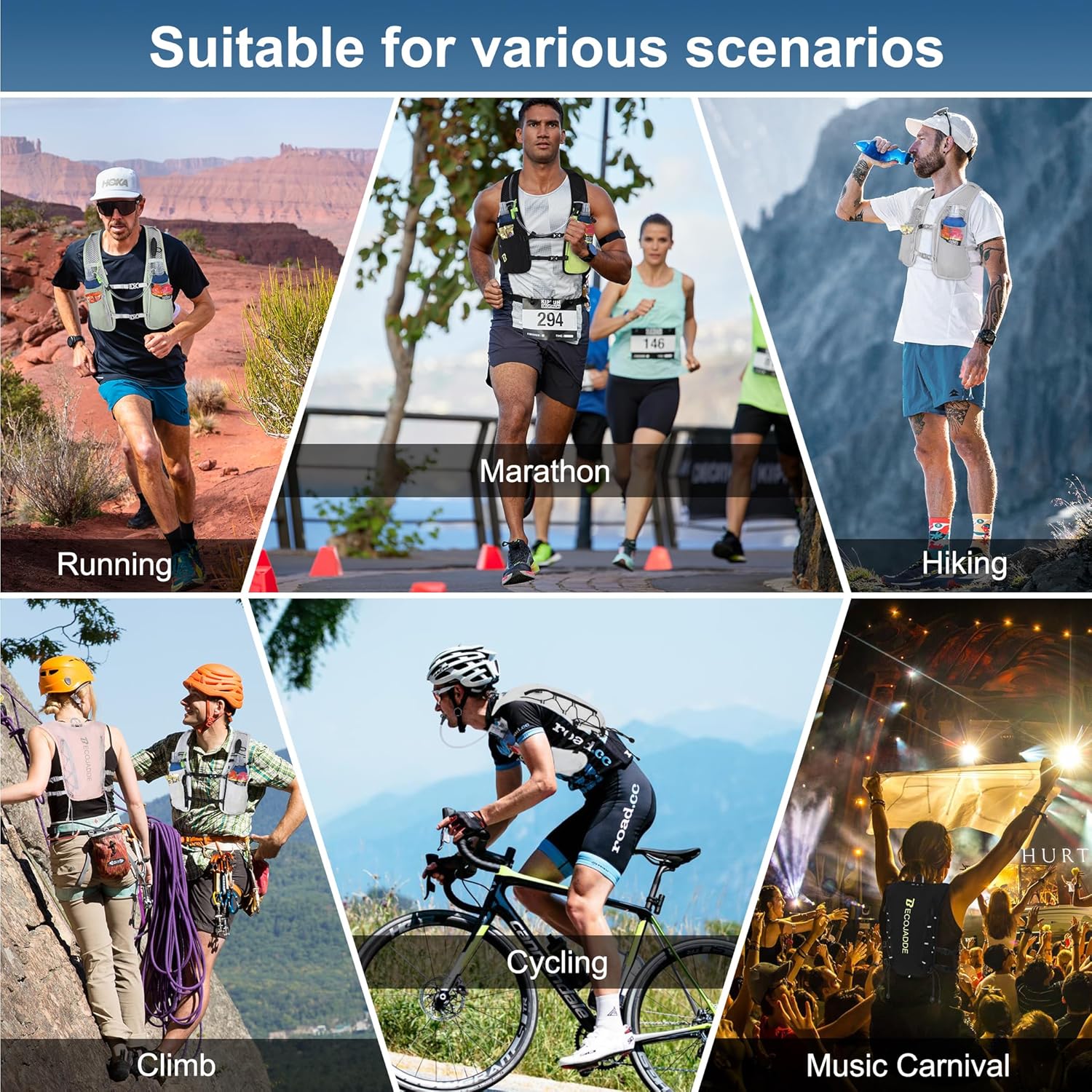 Running Vest Hydration Backpack for Men Women, 5L Lightweight Running Backpack Hydration Pack for Marathon, Trail, Cycling, Hiking, Jogging - Image 7