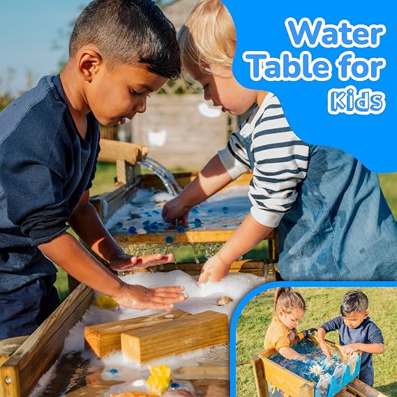 Plum Discovery Wooden Water Run Table for Kids, Toddler Toys, Sensory Activity Table, Outdoor Playset, Painting Easel, Storage Box, Easy to Clean, Durable, Weatherproof, Gift for Ages 3+ Yrs