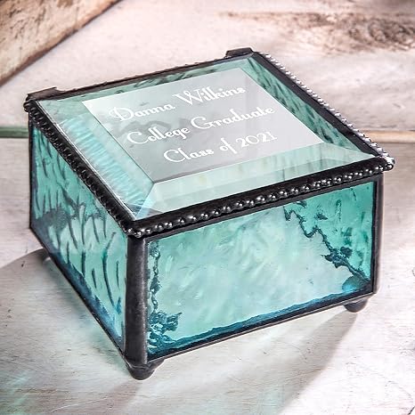 Amazon 卒業祝い ジュエリーボックス ブルー刻印ガラス 記念品 高校卒業または大学卒業クラス19年 娘 孫娘 女の子 友達 J Devlin Box 8 Eb217 3 ジュエリー収納 オンライン通販