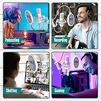 Vista 6 de Pyle Kit de transmisión de micrófono de escritorio con micrófono de estudio USB, soporte de brazo de condensador cardioide, filtro pop