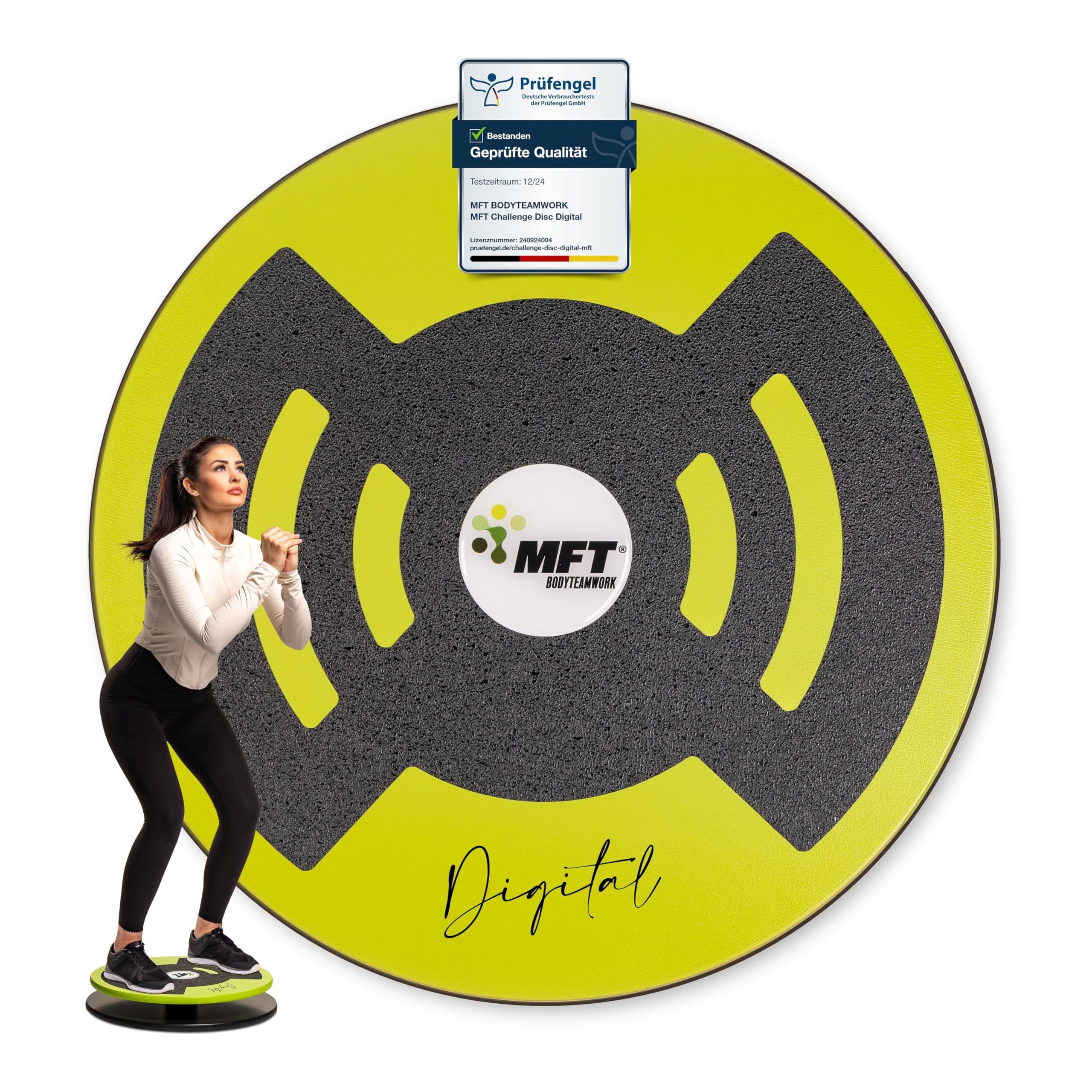 MFT Challenge Disc Digital Balance Board mit digitalem Balancesensor mit kostenloser App für Bewegung und Spaß, Premium Qualität aus Holz mit rutschfesten Belägen, Wackelbrett (made in Austria)