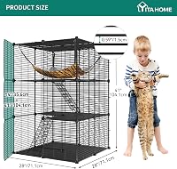 YITAHOME 3 szintes macskakert fém hálóval és függőággyal 1-2 macskához 5