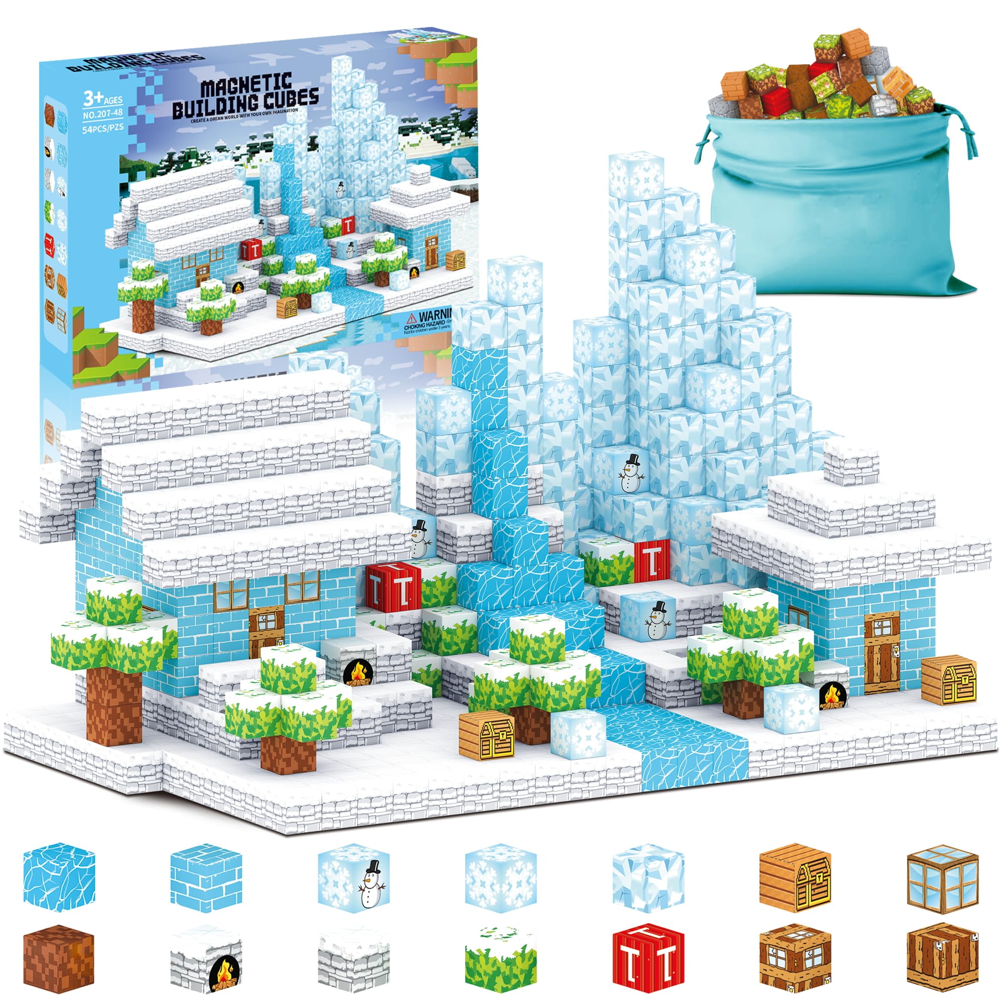 Magnetic Blocks -1inch- Build Mine Magnet World Set, STEM Montessori Stacking Toy, for toddlers, Magnetic Toys Gifts for Boys Girls Age 3 4 5 6 7 8 9 10 Fidget Cubes Construction Toys