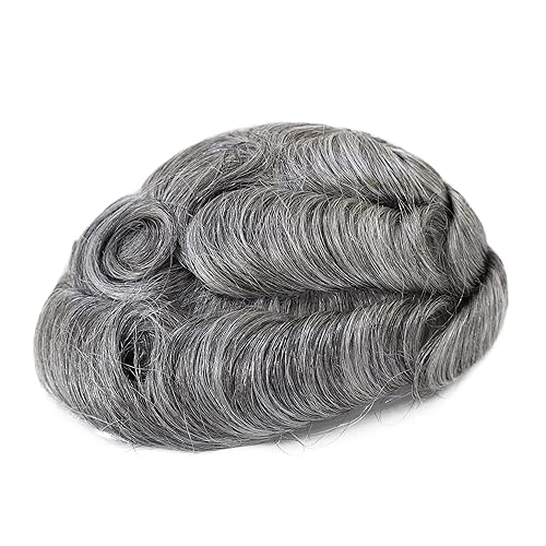 Miniatura 4 de HAIR NATURE Pelucas de cabello humano real para hombres, sistema de reemplazo de cabello tipo tupé de 0.005 in inyección de piel de polietileno #1B65