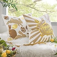 Vista 8 de Ashler Fundas de almohada de conejo de Pascua, fundas de almohada decorativas de huevos de Pascua, fundas de almohada doradas de 18 x 18 pulgadas