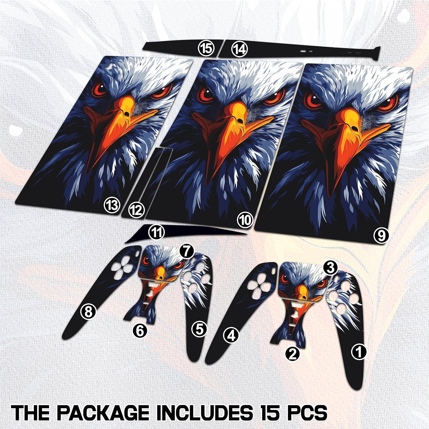 Skin Sticker for Game Console 5 Cover - Bald Eagle, Compatible with Both Disc Edition & Digital Edition (not Slim Ver) - 2 Controller Skins & Console Skin - No Bubble, Full Protection, Removable - Image 2