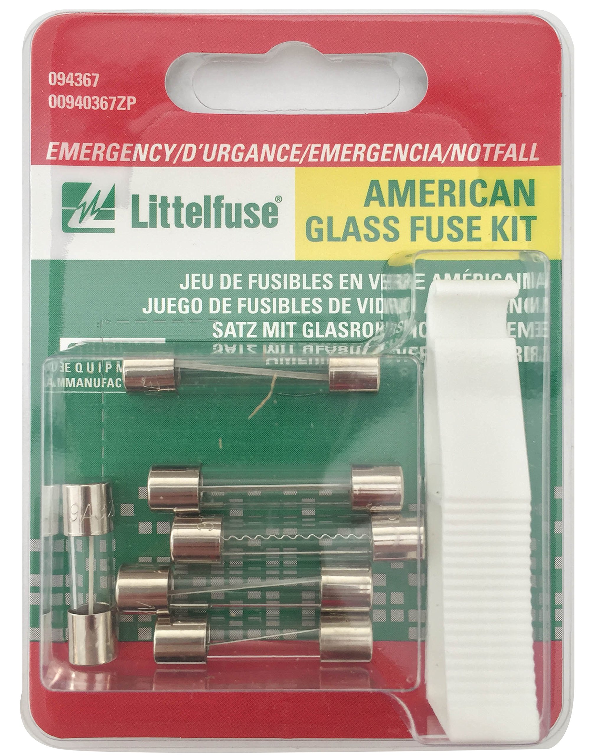 Littelfuse00940367ZP American Emergency Glass Fuse Kit with 1 Puller, (Pack of 6 Fuses)