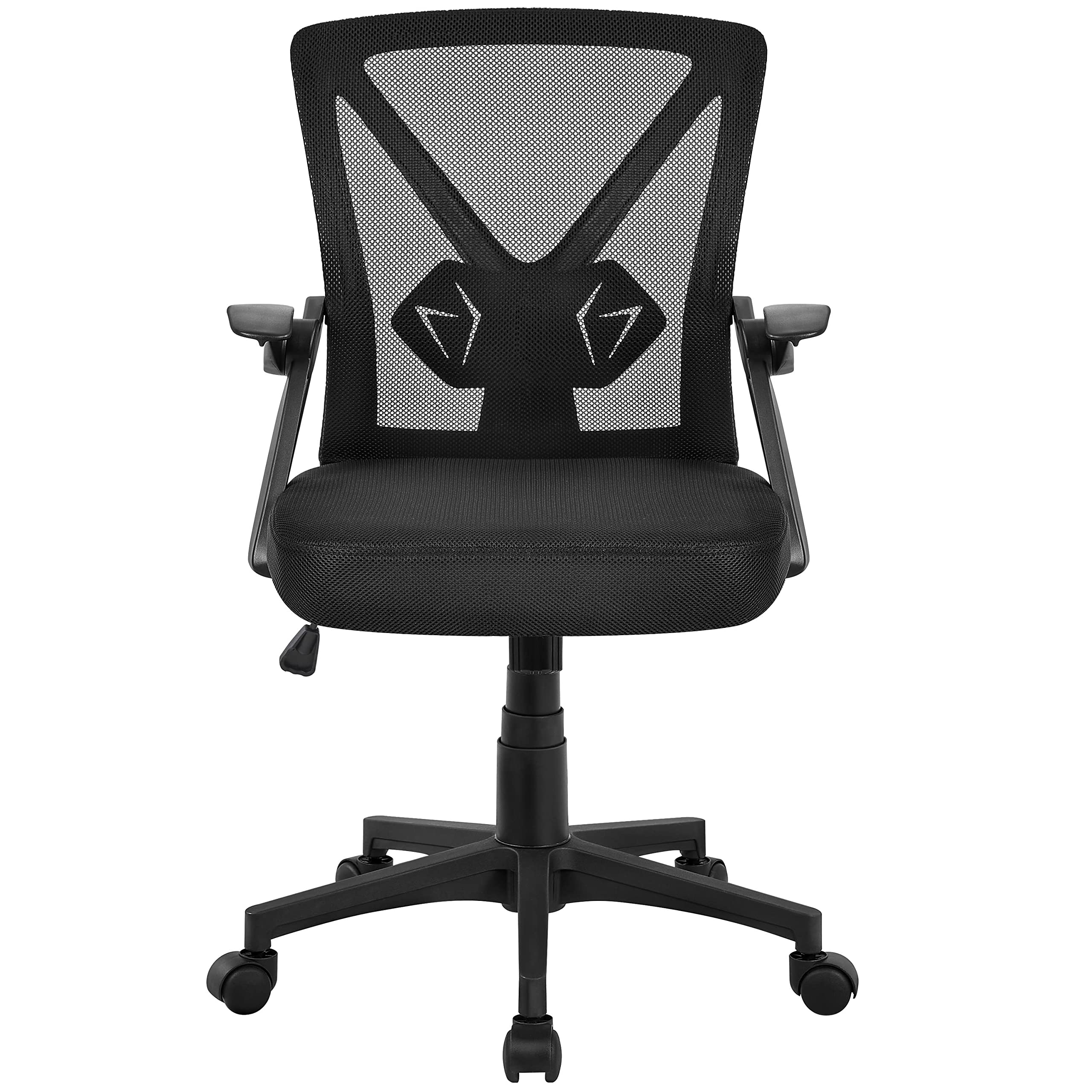 Abician Fauteuil de Bureau Fauteuil d’Ordinateur en Maille avec Accoudoirs Relevables Support Lombaire Ajustable Assise Rembourrée Réglable en Hauteur Noir