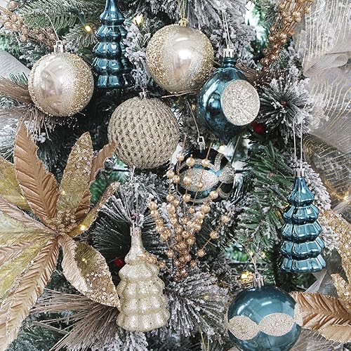 Miniatura 9 de Sea Team Paquete de 65 adornos surtidos de bolas de Navidad inastillables juego de adornos colgantes decorativos de temporada con paquete de regalo