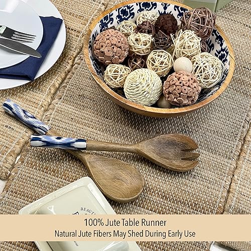 Miniatura 4 de Chardin Home Camino de mesa hecho a mano de 13 x 72 pulgadas, yute natural ecológico y cáñamo, decoración de mesa rústica bohemia de granja, acento