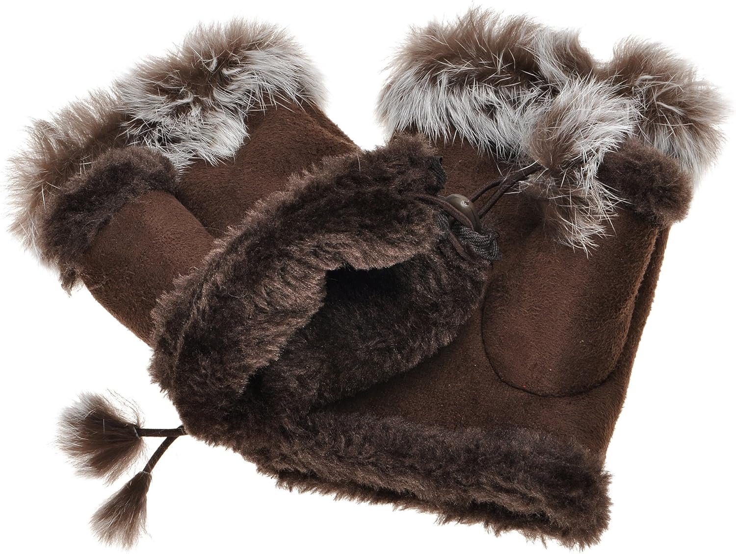 ZLYC Women Teen Classic Winter Warm Rabbit Fur Hands Wrist Fingerless Gloves Mittens - Image 7