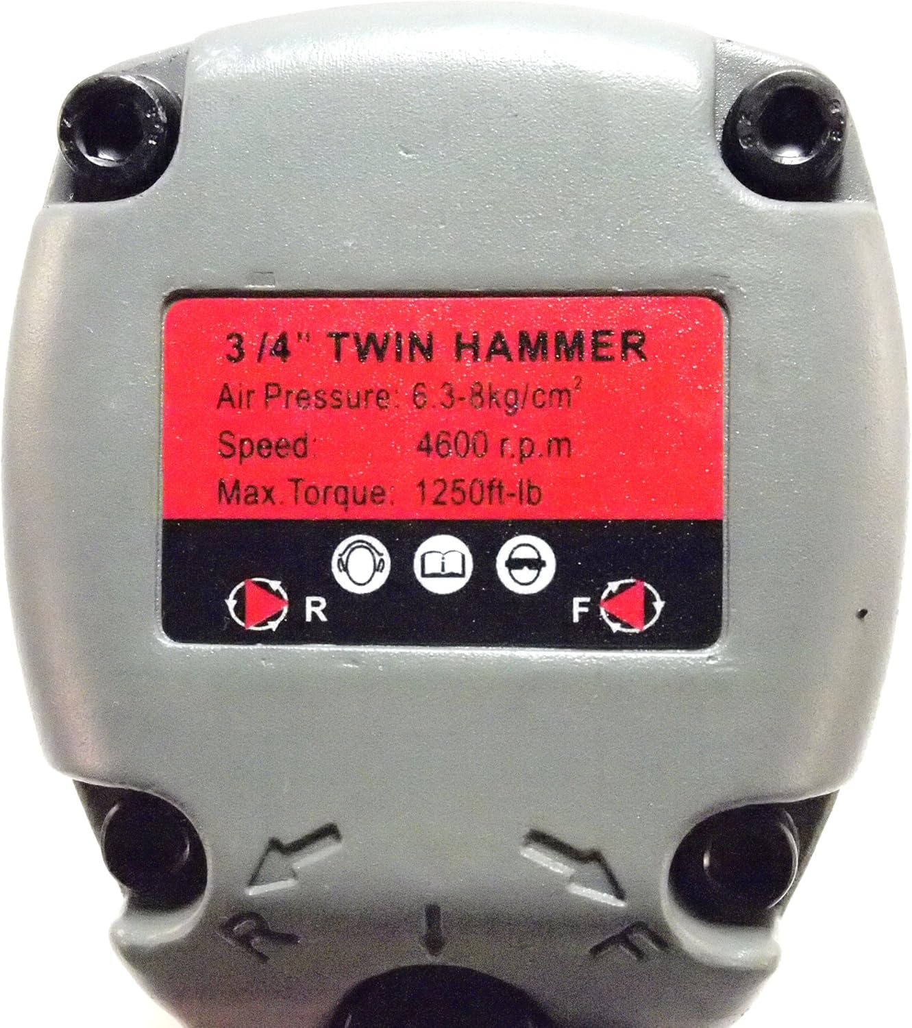 3/4" Twin Hammer Heavy Duty Air Impact Wrench, 1250 LB-FT, w/2 Sockets