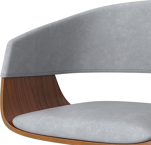 Miniatura 99 de SIMPLIHOME Lowell Taburete de bar giratorio ajustable, silla tapizada de metal de 33 pulgadas de altura del asiento en tela de aspecto de lino gris