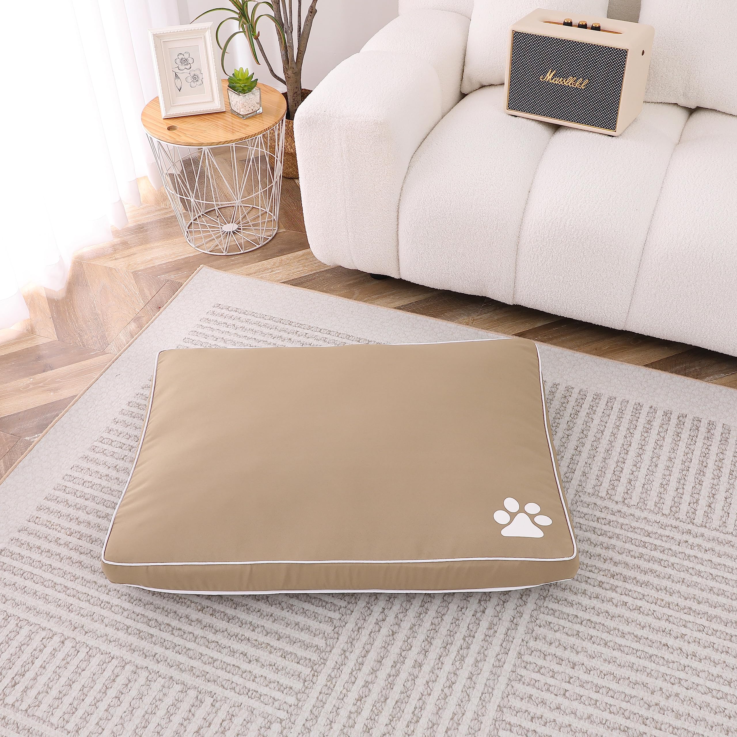 Waterproof Large and Extra Large Dog Beds Cushion Mattresses Washable Zipped Cover Super Soft Cosy Plush Comfy Heay Duty Dogs Puppy Pet Bed Mattresses Cushions (Mink, Extra Large - 78x120x6cm)
